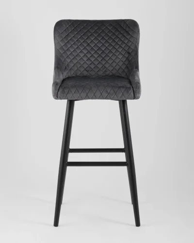 Стул барный Ститч, вельвет серый УТ000001371 Stool Group, серый/вельвет, ножки/металл/чёрный, размеры - ***** фото 4