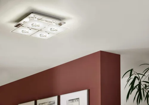 Светильник потолочный LED RONCATO 93783 Eglo прозрачный на 4 лампы, основание хром серое в стиле современный фото 2