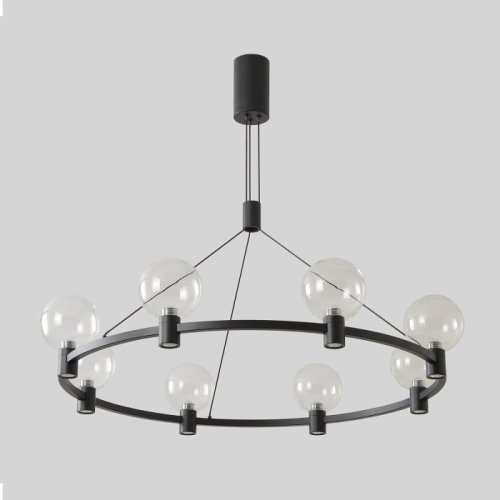 Люстра подвесная ЛЕД DUET SP56W LED BLACK Crystal Lux прозрачная на 1 лампу, основание чёрное в стиле минимализм фото 2