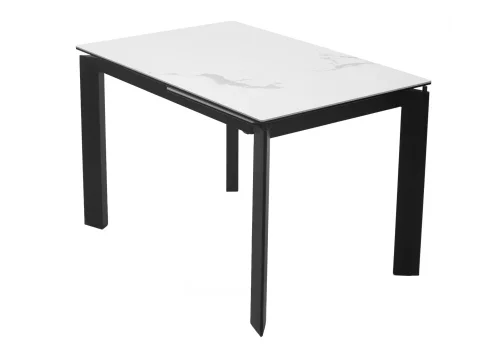 Стеклянный стол Corner 120 matte statuario стекло белый мрамор матовый / керамика черный 518854 Woodville столешница белая из стекло фото 2