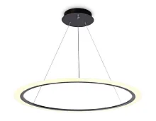 Светильник подвесной LED с пультом FA4347 Ambrella light белый чёрный 1 лампа, основание чёрное в стиле современный хай-тек минимализм с пультом кольца