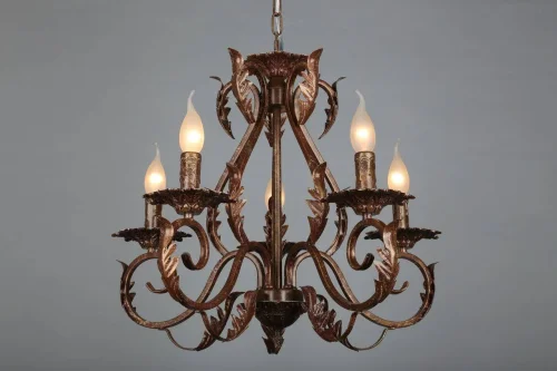Люстра подвесная Pistoia OML-78203-05 Omnilux без плафона на 5 ламп, основание коричневое в стиле классический  фото 3