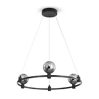 Светильник подвесной Urban FR4005PL-03B Freya чёрный серый 3 лампы, основание чёрное в стиле лофт модерн шар