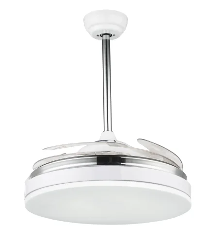 Люстра c вентилятором LED Cabrera 0351G Globo белая прозрачная на 1 лампа, основание белое в стиле современный  фото 3
