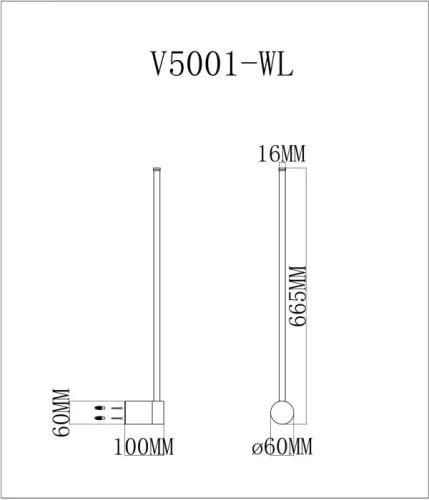 Бра LED Ricco V5001-WL Moderli чёрный на 1 лампа, основание чёрное в стиле современный  фото 2