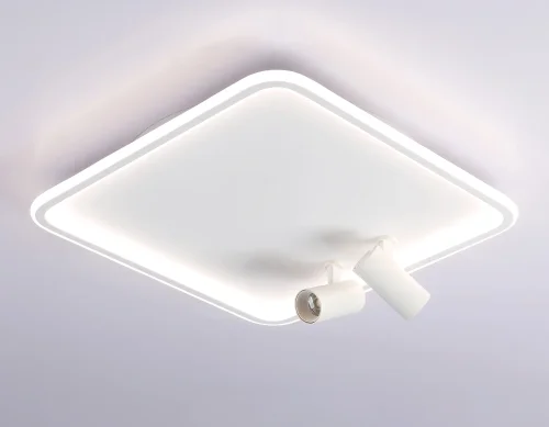 Светильник потолочный LED с пультом FL5114 Ambrella light белый 1 лампа, основание белое в стиле современный хай-тек квадраты фото 2