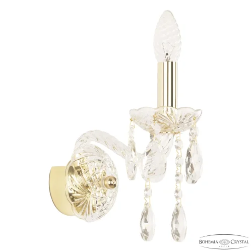 Бра 107B/1/141 G Bohemia Ivele Crystal без плафона на 1 лампу, основание прозрачное золотое в стиле классический sp
