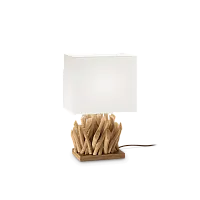 Настольная лампа SNELL TL1 SMALL Ideal Lux белая 1 лампа, основание коричневое дерево в стиле кантри 