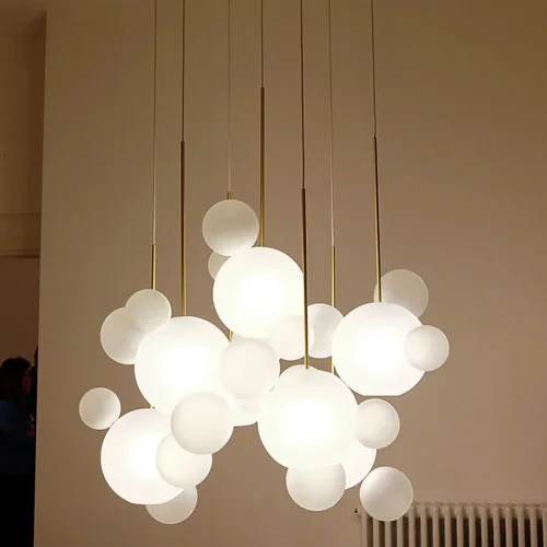 Светильник подвесной BUBBLE B MILK H 213796-23 ImperiumLoft белый на 7 ламп, основание золотое в стиле современный лофт фото 3 Светильник подвесной BUBBLE B MILK H 213796-23 ImperiumLoft белый на 7 ламп, основание золотое в стиле современный лофт фото 3
