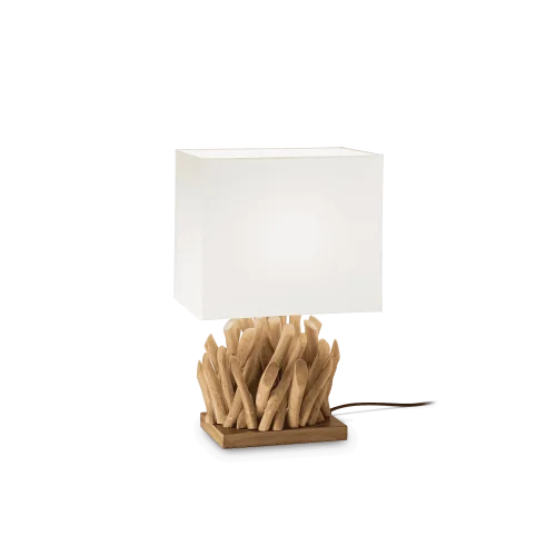 Настольная лампа SNELL TL1 SMALL Ideal Lux белая 1 лампа, основание коричневое дерево в стиле кантри 
