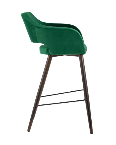 Стул барный Саймон велюр тёмно-зелёный УТ000025184 Stool Group, зелёный/велюр, ножки/металл/коричневый, размеры - ****610*650 фото 3