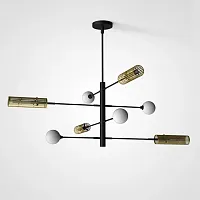 Люстра на штанге SWAY D130 8 lamps 102107-26 ImperiumLoft белая на 12 ламп, основание чёрное в стиле современный 