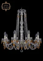Люстра подвесная хрустальная 11.24.8.220.h-70.Gd.V1003 Bohemia Art Classic прозрачная на 8 ламп, основание золотое в стиле классический 