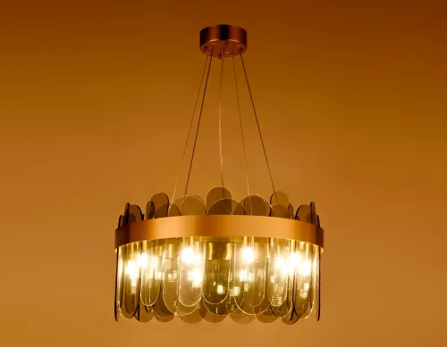 Люстра подвесная Traditional TR5342 Ambrella light серая чёрная на 10 ламп, основание золотое в стиле классический  фото 2