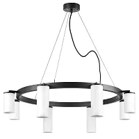 Люстра подвесная Rullo LR018864364 Lightstar белая на 8 ламп, основание чёрное в стиле хай-тек 