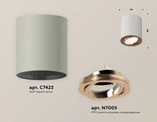 Светильник накладной Techno spot XS7423023 Ambrella light серый 1 лампа, основание серое в стиле хай-тек современный круглый фото 2