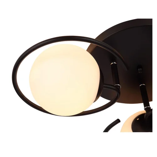 Люстра потолочная Galio SL418.402.03 Evoluce белая на 3 лампы, основание чёрное в стиле современный шар фото 2