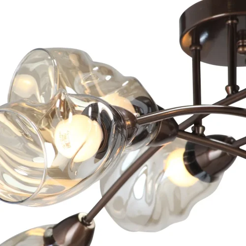 Люстра потолочная V4925-7/8PL Vitaluce янтарная на 8 ламп, основание бронзовое в стиле арт-деко фото 2