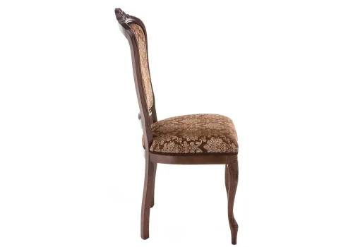 Деревянный стул Руджеро орех / шоколад 318604 Woodville, шоколад/ткань, ножки/массив бука дерево/орех, размеры - ****500*560 фото 3