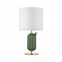 Настольная лампа Cactus 5425/1T Odeon Light белая 1 лампа, основание золотое зелёное керамика металл в стиле современный 