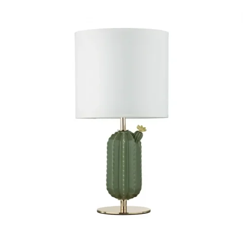 Настольная лампа Cactus 5425/1T Odeon Light белая 1 лампа, основание золотое зелёное керамика металл в стиле современный 
