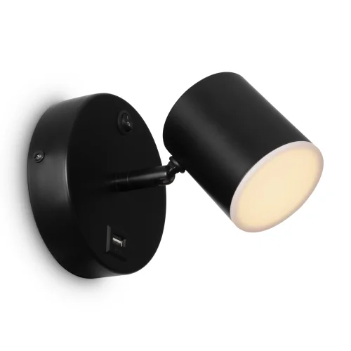 Бра с выключателем LED с usb PointFive FR10006CW-L6B Freya чёрный на 1 лампа, основание чёрное в стиле современный хай-тек 