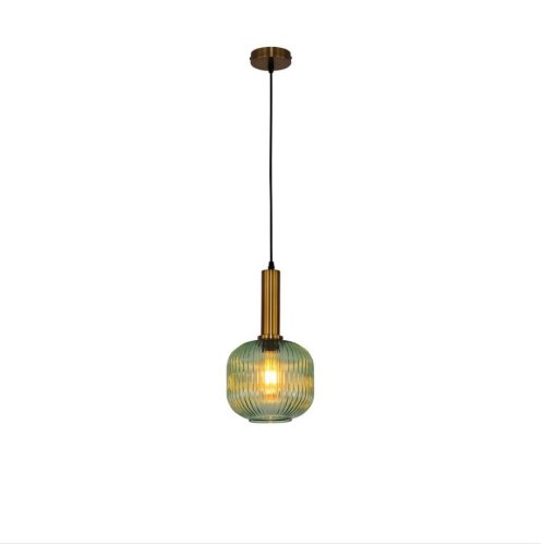 Светильник подвесной Triscina OML-99436-01 Omnilux зелёный 1 лампа, основание бронзовое в стиле лофт современный выдувное