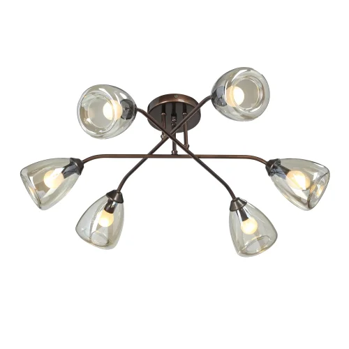 Люстра потолочная V4954-7/6PL Vitaluce янтарная на 6 ламп, основание бронзовое в стиле арт-деко фото 3 Люстра потолочная V4954-7/6PL Vitaluce янтарная на 6 ламп, основание бронзовое в стиле арт-деко фото 3