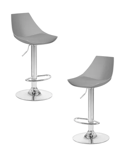 Набор 2 шт Стул барный DOBRIN ROCKY (серый) цвет сиденья серый, цвет основания хром Dobrin, серый/экокожа, ножки/металл/, размеры - 830*1040****