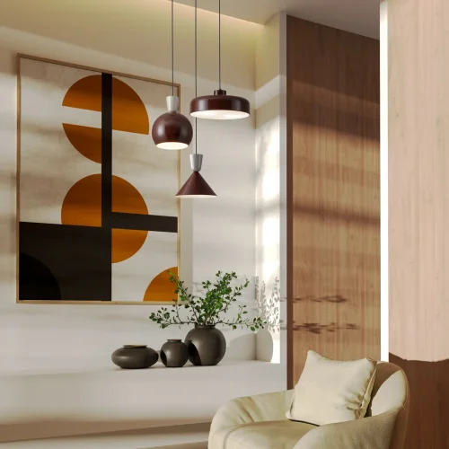 Светильник подвесной Still FR5598PL-01R1 Freya бордовый на 1 лампу, основание чёрное в стиле современный лофт фото 2 Светильник подвесной Still FR5598PL-01R1 Freya бордовый на 1 лампу, основание чёрное в стиле современный лофт фото 2