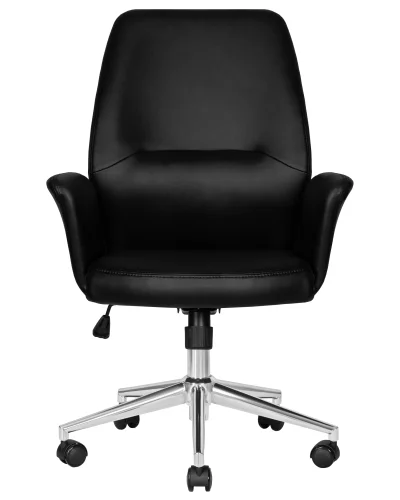 Офисное кресло для руководителя 125B-LMR SAMUEL, цвет черный Dobrin, чёрный/экокожа, ножки/металл/хром, размеры - 960*1060***640*650 фото 6