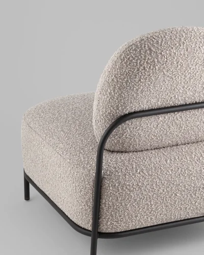 Кресло Стоун new ткань букле серо-бежевый УТ000039996 Stool Group, серый/букле, ножки/металл/чёрный, размеры - *****мм фото 6