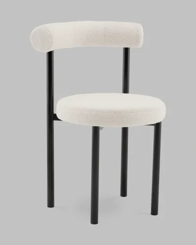 Стул обеденный Флорео букле молочный УТ000041338 Stool Group, белый/букле, ножки/металл/чёрный, размеры - *****