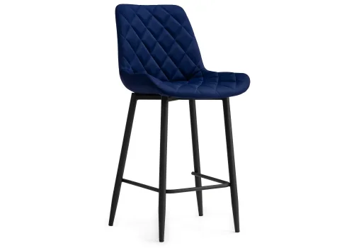 Полубарный стул Баодин Б/К синий / черный 517166 Woodville, синий/велюр, ножки/металл/чёрный, размеры - ****500*560