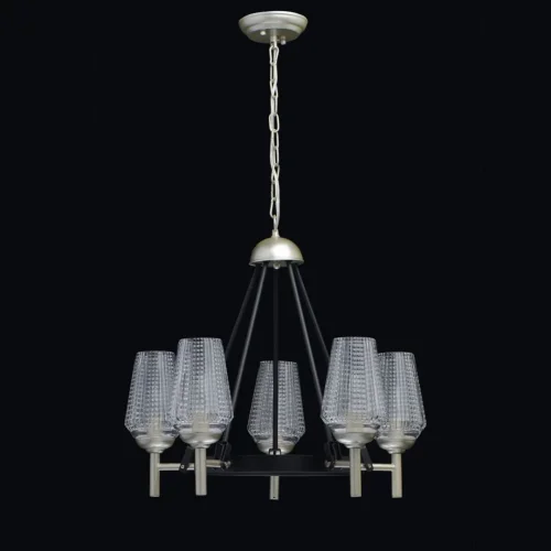 Люстра подвесная Альгеро 285011305 MW-Light прозрачная на 5 ламп, основание серебряное в стиле классический  фото 3