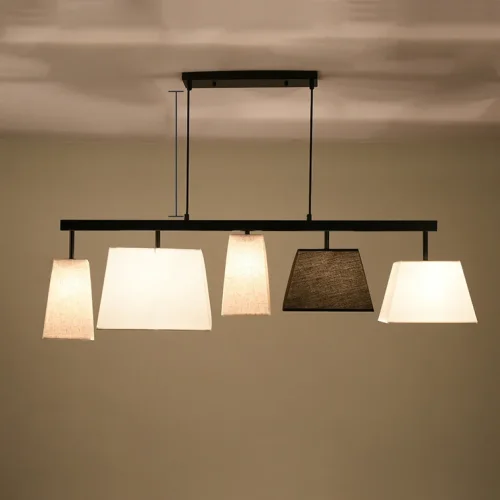 Светильник подвесной Parecchi Black L117 Square section 102006-26 ImperiumLoft белый бежевый на 5 ламп, основание чёрное в стиле современный фото 2