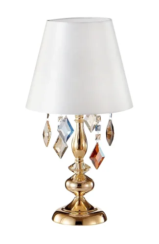 Настольная лампа MERCEDES LG1 GOLD/COLOR Crystal Lux белая 1 лампа, основание золотое металл в стиле флористика классический 