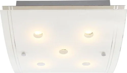 Светильник потолочный LED KADIRA 48540-5 Globo белый на 5 ламп, основание серебряное в стиле современный линейный