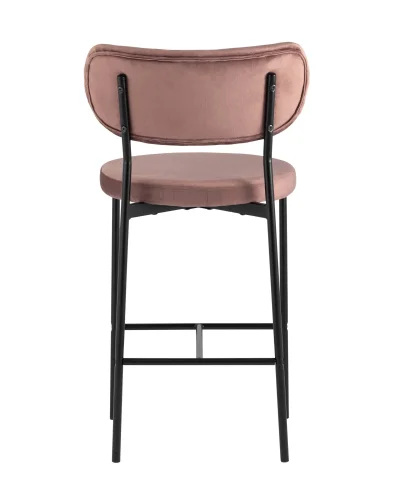 Cтул полубарный Барбара, велюр пыльно-розовый УТ000028061 Stool Group, розовый/велюр, ножки/металл/чёрный, размеры - ****485*540 фото 3
