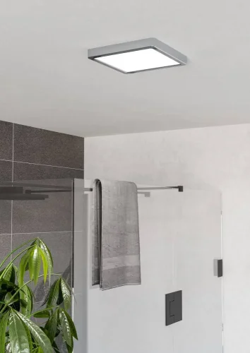 Светильник потолочный LED Fueva 901766 Eglo белый на 1 лампу, основание хром в стиле современный квадратный фото 2