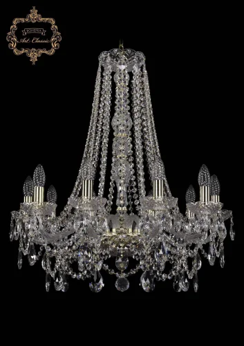 Люстра подвесная хрустальная 11.25.10.220.h-74.Gd.Sp Bohemia Art Classic прозрачная на 10 ламп, основание золотое в стиле классический 