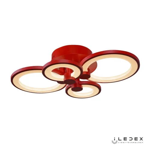 Люстра потолочная LED Ring A001/4 Red iLedex красная на 1 лампа, основание красное в стиле хай-тек современный с пультом кольца фото 3