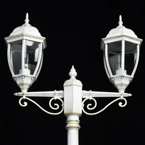 Парковый светильник Фабур 804041102 DeMarkt уличный IP44 белый 2 лампы, плафон прозрачный в стиле классический E27 фото 5