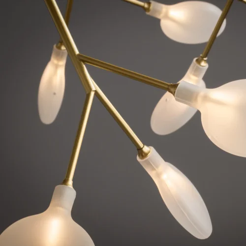 Люстра подвесная Florencia FR5049PL-27G Freya белая на 27 ламп, основание золотое в стиле современный флористика ветви фото 6