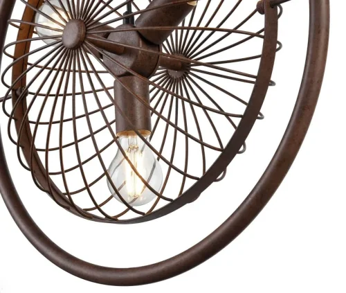 Светильник подвесной Hermes VL6106P03 Vele Luce коричневый 3 лампы, основание коричневое в стиле лофт колесо фото 2