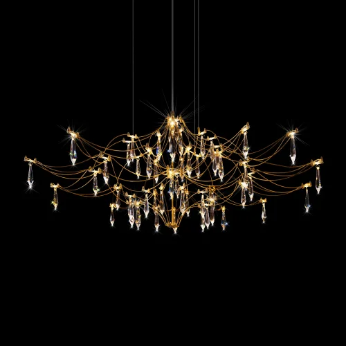 Люстра подвесная ЛЕД Мира / Mira 10587/1000 Gold Asfour LOFT IT прозрачная на 1 лампу, основание золотое в стиле арт-деко капли фото 6