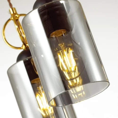 Светильник подвесной Opika 4657/3 Odeon Light чёрный серый 3 лампы, основание чёрное золотое в стиле кантри  фото 4