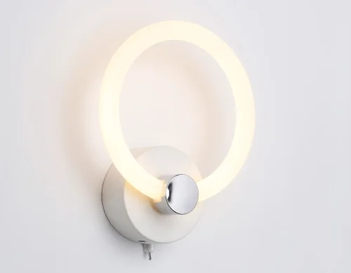Бра LED FA3849 Ambrella light белый на 1 лампа, основание белое в стиле хай-тек современный кольца фото 3