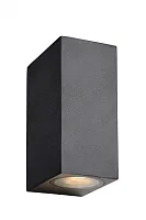 Настенный светильник Zora-Led 22860/10/30 Lucide уличный IP44 чёрный 2 лампы, плафон чёрный в стиле современный GU10