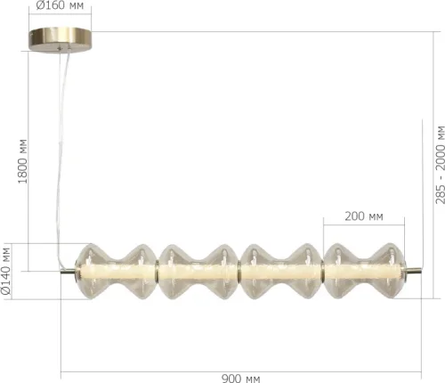 Светильник подвесной LED Spine SL6136.223.01 ST-Luce янтарный на 1 лампу, основание золотое в стиле современный линейный фото 3